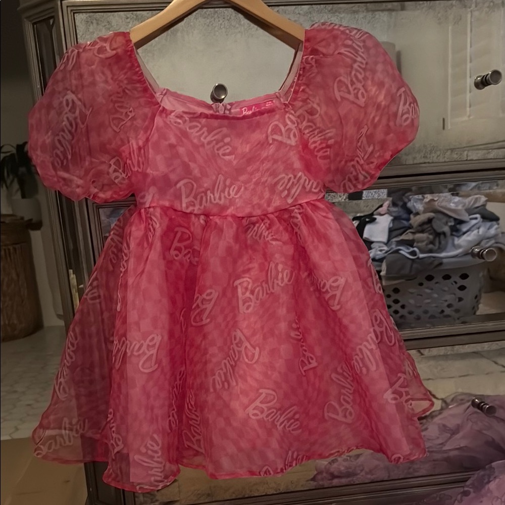 Pink Barbie Dress with Puff Sleeves